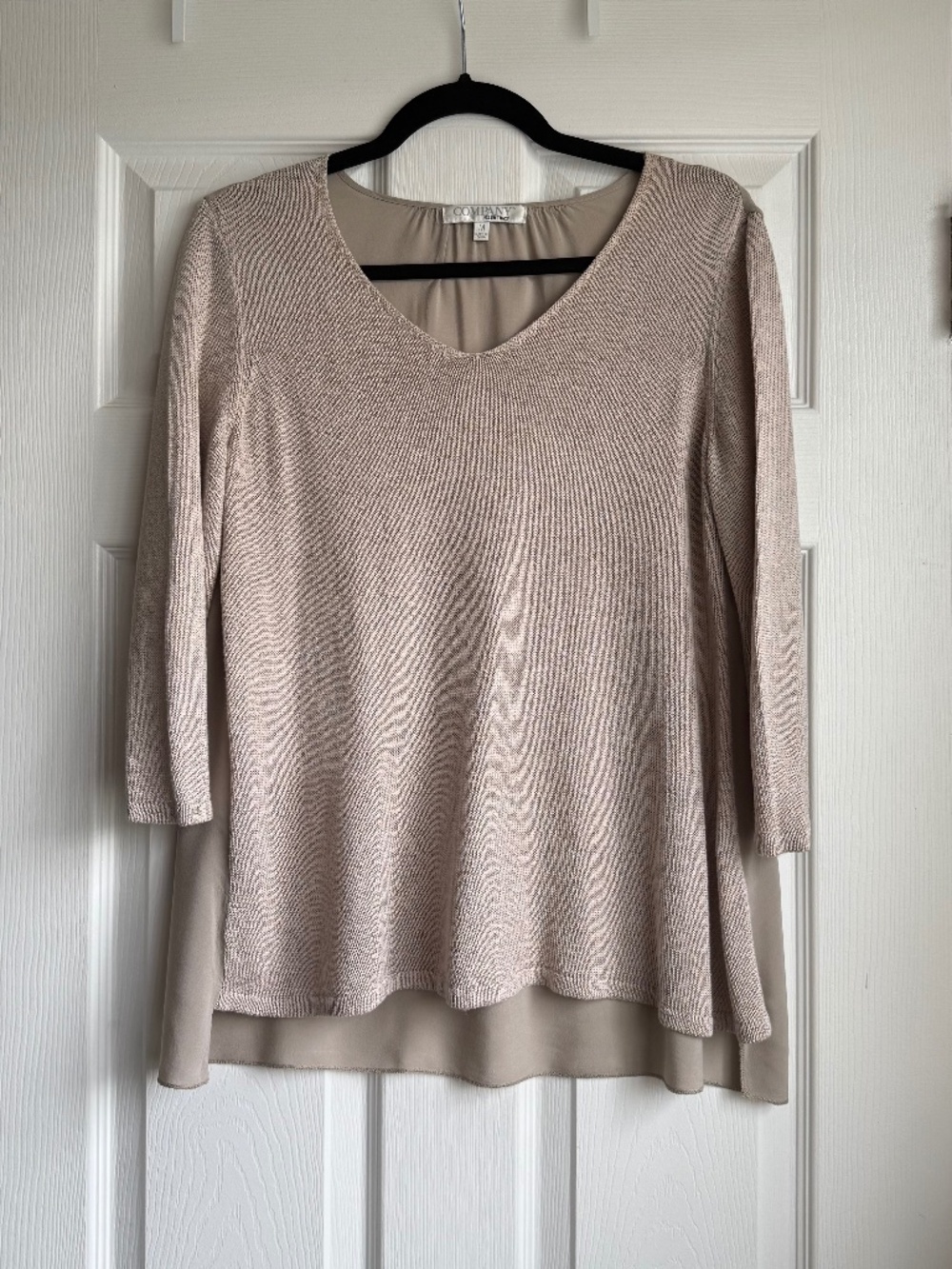 Company Ellen Tracy Mixed Media Knit Tunic Sweater M